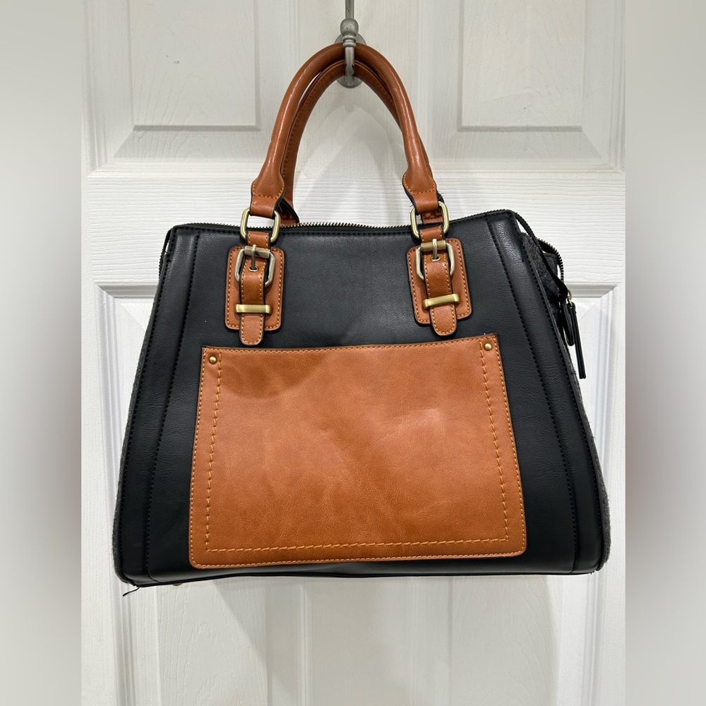 Sole Society Black/Brown and Gray Satchel Handbag